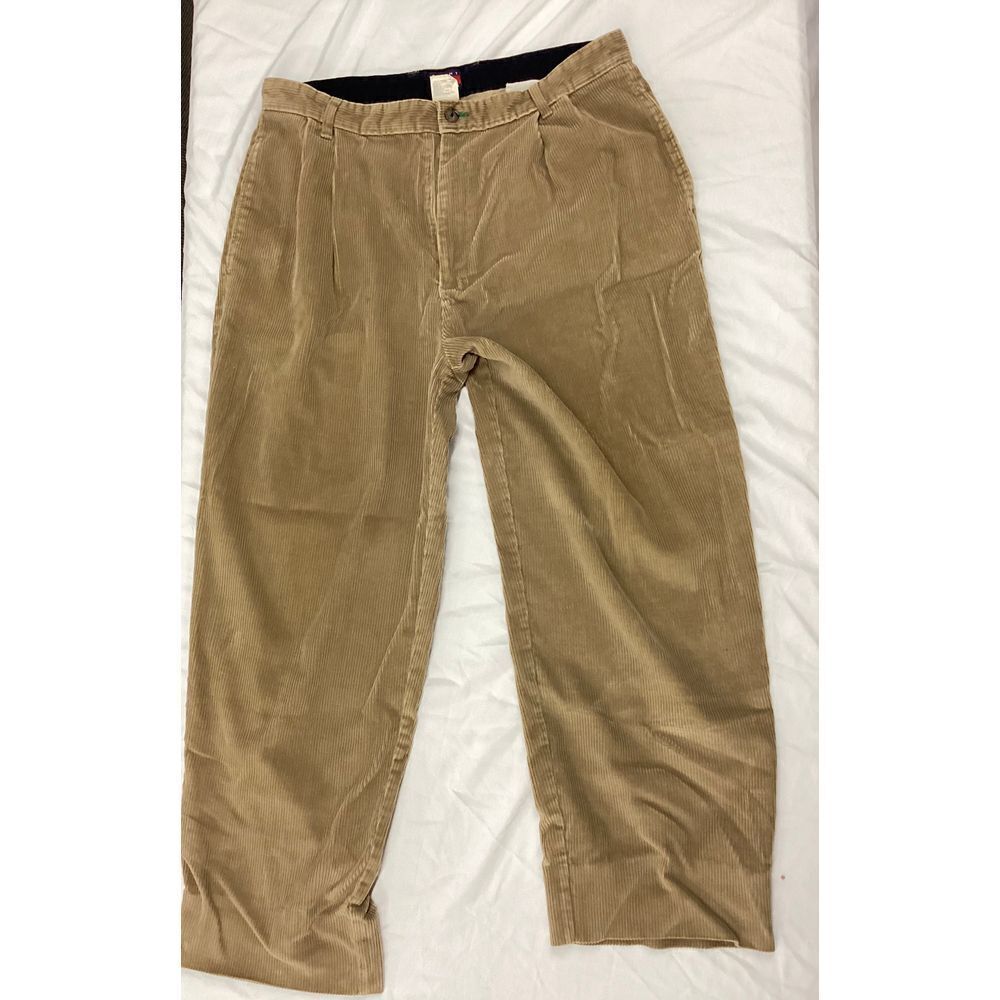 Tommy Hilfiger Vintage / Y2K Corduroy Pleated Pants Khaki Tan Casual size 36